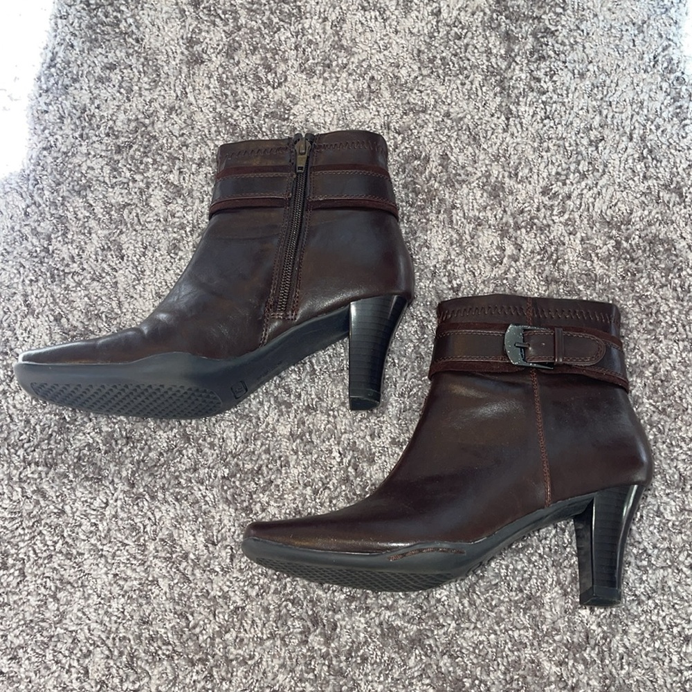 Aerosoles A2 Ankle Boots Dark Brown Square Toe - Picture 4 of 8
